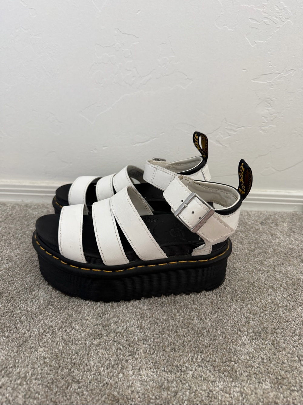 Dr. Martens Blaire Quad Platform Sandals White Leather Women’s US 5 / EU 36
